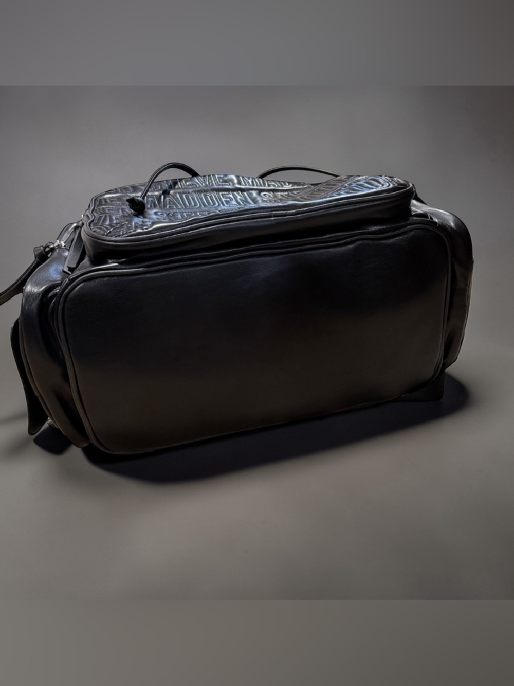 Steve Madden Black Faux Leather Diaper Bag Backpack - Picture 9 of 14